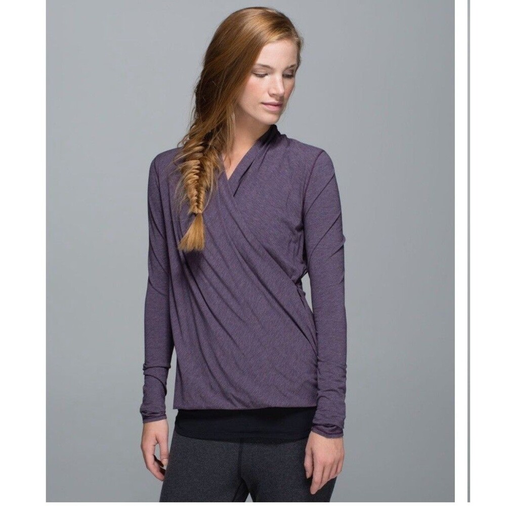 Lululemon Radiant Sz XS Wrap Top Long Sleeve Purple Heathered Bordeaux Drama